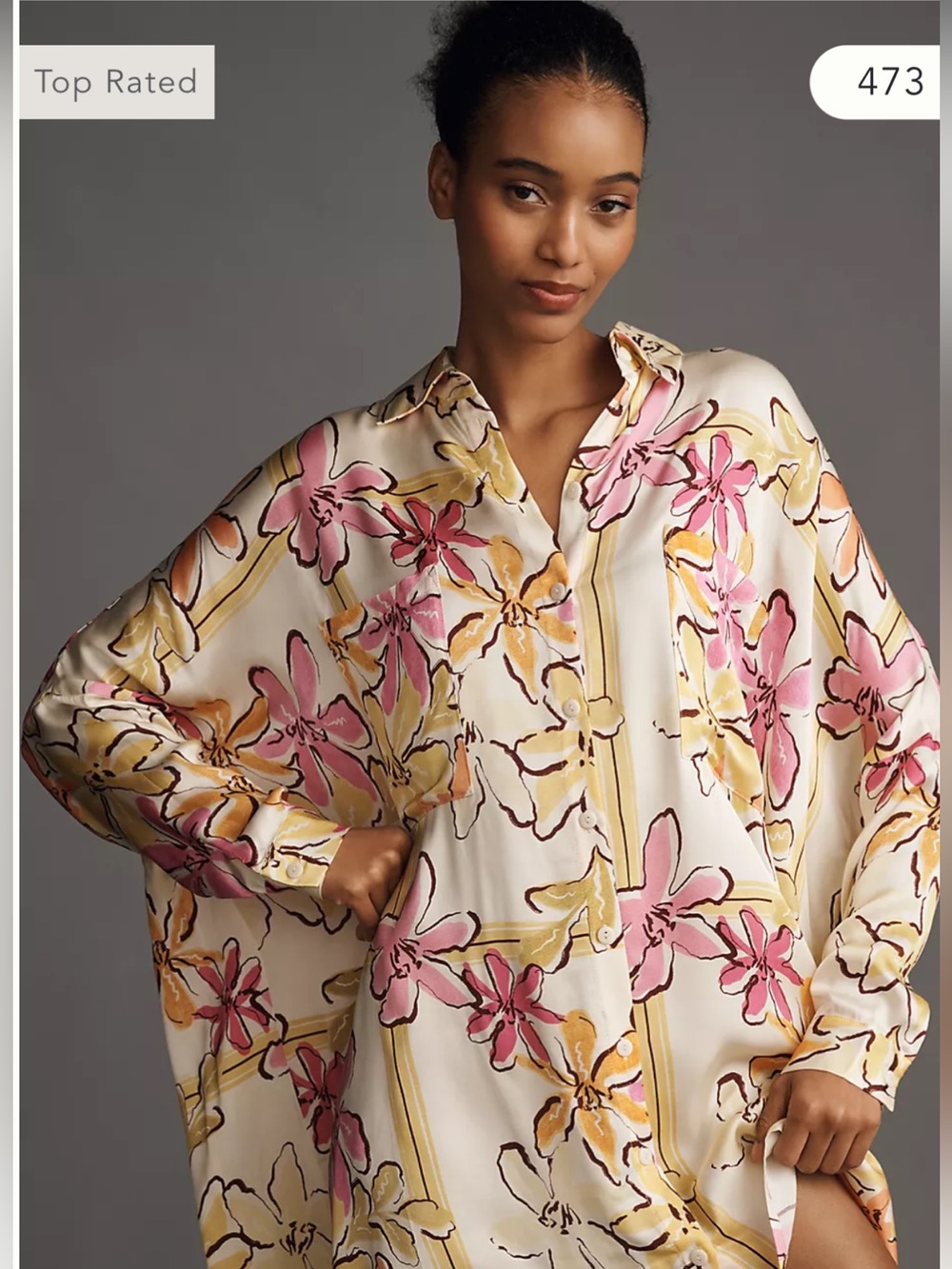 NWT Anthropologie Corey Lynn Calter Cream Floral Print Long-Sleeve Mini Dress